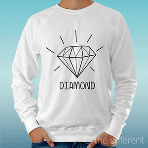 FELPA UOMO LEGGERA SWEATER BIANCO " DIAMANTE DIAMOND STYLE " ROAD TO HAPPINESS - Imagen 1 de 1
