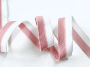 Cinta de galón ""rosa-blanco", tiras de galón, tiras de pantalón, 2,5 cm de ancho - Imagen 1 de 2