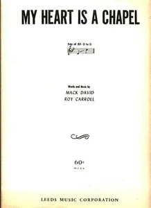 MACK DAVID MY HEART IS A CHAPEL SPARTITI PIANOFORTE/VOCE/CHITARRA/ACCORDI NUOVO - Foto 1 di 1