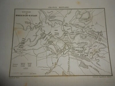 1836 ENGRAVING BATTLE OF EYLAU Preussisch-Eylau RUSSIA Bagrationovsk NAPOLEON - Image 1 of 2