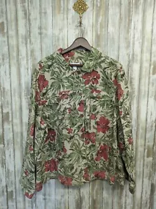 Charter Club Jacket 100% Linen Tropical Floral Wooden Button Up Women's 3X NWOT - Picture 1 of 10