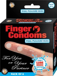 Finger Condoms 6 Per Box, Adult Couple Kinky Pleasure Nubs Latex Protection, New - Foto 1 di 2