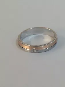 anello fedina uomo donna unisex argento 925 % rodiato rose' zircone misura 12 - Foto 1 di 5