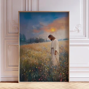Religious Christian Jesus Christ the Good Shepherd Leaves 99 Lamb Wall Art Print - Picture 1 of 6