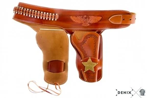 Cinturone in cuoio doppio stile Cowboy western con 24 pallottole reenact sceriff - Bild 1 von 1