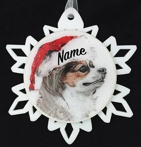 Santa Papillon Dog Breed Personalized Christmas Ornament - Picture 1 of 4
