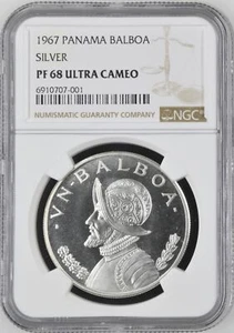 1967 PANAMA Silver BALBOA NGC PF-68 ULTRA CAMEO - 001 - Picture 1 of 2
