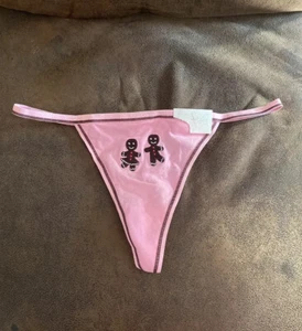 Soft Sensations Women’s Sz 8 Thong Underwear Pink Panties Gingerbread Couple - Picture 1 of 3