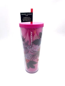 Starbucks Venti Cold Cup Tumbler 2021 Holiday Pink Color Change Cup Pinecone - Picture 1 of 6