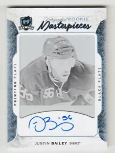 2016-17 UD CUP JUSTIN BAILEY AUTO ROOKIE MASTERPIECE 1/1 RC SPA PRINTING PLATE - Foto 1 di 1