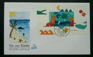 [SJ] Germany - For Our Children 1998 Painting Whale Animal Beach Fish Island FDC - Picture 1 of 5