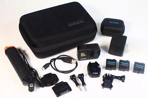 Action camera GoPro Hero 8 + triplo caricatore Telesin e 4 batterie in custodia - Foto 1 di 4
