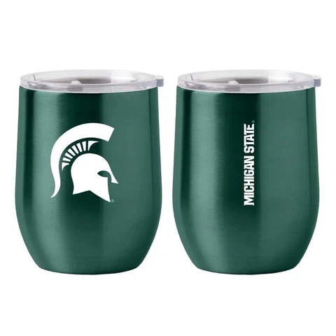 Michigan State Spartans 16oz Curved Stainless Steel Travel Tumbler [NEW] Cup Mug Cover