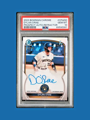 DYLAN O’RAE, 2023 BOWMAN CHROME 1ST REFRACTOR AUTO #D/499, PSA 10, BREWERS ⚾️ - Image 1 of 2