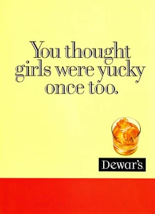DEWAR'S WHISKY 2 PGS AD #1 RARE 1993 "YOU THOUGHT GIRLS WERE YUCKY ONCE TOO" - Picture 1 of 2