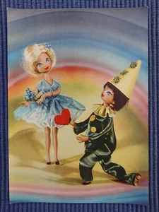 Postal antigua postal postal muñeca de moda muñeca arlequín payaso propuesta de matrimonio - Imagen 1 de 2