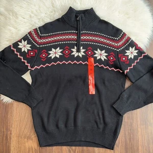 The Original wetterfester schwarzer Herrenpullover Medium Langarm 1/4-Reißverschluss neu mit Etikett - Bild 1 von 15