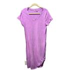 Fresh Produce Womens Purple Plain T Shirt Maxi Dress Large Short Sleeve V Neck