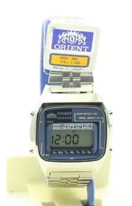 RARE VINTAGE ORIENT WATCH 741108-40 Blue Digital Quartz Chronograph Japan - New - Picture 1 of 10