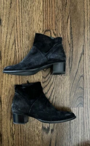 PAUL GREEN Womens 3.5 US 6 Suede Bootie BLACK zipper. block heel 1.5” - Picture 1 of 7