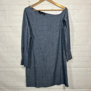 Theory Dress Womens 4 Blue Knee Length Sheath Long Sleeve Lightweight - Picture 1 of 11