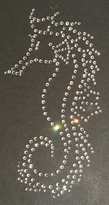 Hotfix Strass Bügelbild Motiv Seepferd Glasstrass Applikation zum aufbügeln  - Bild 1 von 4