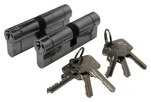 Upvc FRENCH DOOR LOCK Barrel 2 LOCKS ON THE SAME KEY Euro Cylinder Patio 6 KEYS - Picture 1 of 8