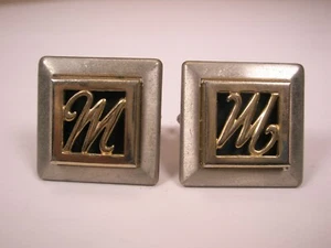 M Monogram Initial Letter Vintage SWANK Cuff Links mark milo manny michael morri - Picture 1 of 8