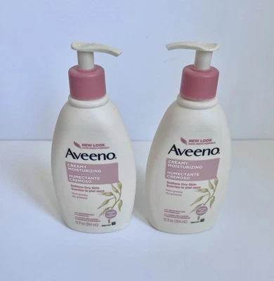 TWO Aveeno Creamy Moisturizing Oil Oat Almond Scented Lotion 12floz Original New - Image 1 of 3