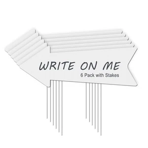 Blank Arrow Signs With Stakes 6 Pack - 17 x 6 Inches Wedding Directional Yard... - Foto 1 di 8