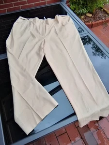 Tuta Peter Hahn lana vergine business Marlene pantaloni gamba larga beige catenaccio XXL 48 - Foto 1 di 5