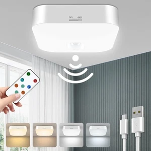 Motion Sensor Rechargeable Ceiling Light Indoor with Remote, Wireless Battery... - Picture 1 of 6