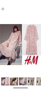 H&M Cream Floral Long Sleeve Dress size xsmall oversized - Picture 1 of 13