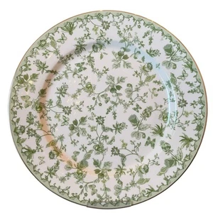 Grace Teaware Porcelain Dinner Plates 10.5" Green & White Floral Set of 4 New - Picture 1 of 13