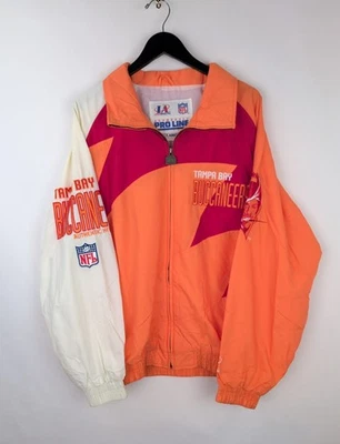 VTG PRO LINE BUCCANEERS Men's Sz L Orange Sharktooth Zip Jacket Tampa Bay - Image 1 of 4