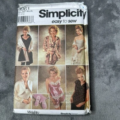 Vintage Simplicity 9961 Lingerie Robe Camisole Shrug Wrap Slippers Pattern 14-24 - Image 1 of 4