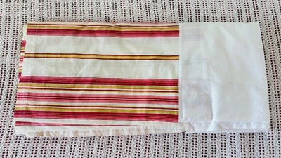 POTTERY BARN Full Bed Skirt Striped Cotton Dust Ruffle 14 in Drop Cottage - Image 1 of 4