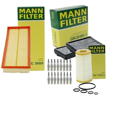 Filtro de aire de cabina de aceite de motor Mann y kit de 16 bujías NGK para C215 CL55 AMG V8 Foto 1 de 2
