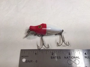 VTG Heddon Midget Digit River Runt Fishing Lure Red Head White Back Scales Belly - Picture 1 of 5