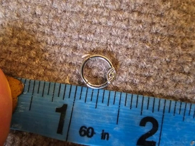 10mm 16ga 14k WHITE GOLD AND DIAMOND Clicker Septum Daith Cartilage Single Hoop - Image 1 of 2