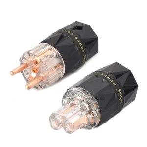 VIBORG Pure Red Copper Schuko EU Male / IEC Female Power Plug Connector HiFi 503 - Picture 1 of 6