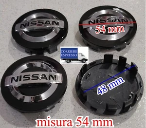 4 COPRIMOZZI NISSAN JUKE MICRA QASHQAI TAPPI RUOTA BORCHIE 54MM NERO BLACK - Foto 1 di 3