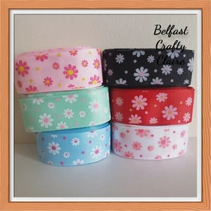 Flower - Daisy - Flowers Themed Grosgrain Ribbon - 25 mm - 1" wide - Picture 1 of 9