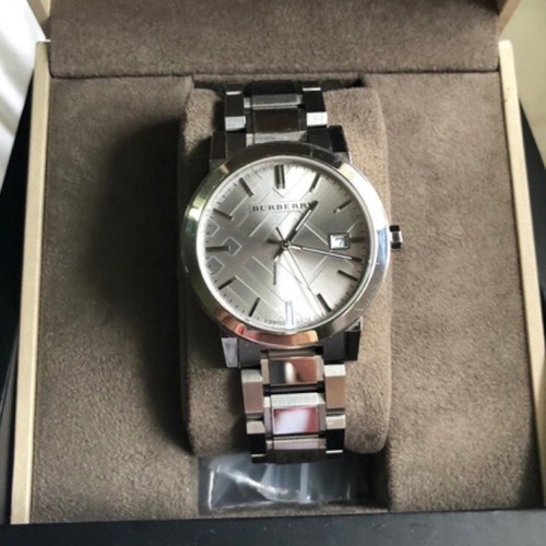 Nuovissimo orologio unisex Burberry BU9035 acciaio inox con quadrante grigio 38 mm