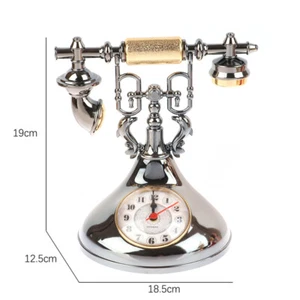 Retro Telephone Model Alarm Clock Creative Timekeeper Desktop Table Ornament _t - Picture 1 of 15