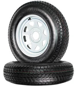 Trailer Tire On Rim ST205/75D15 F78-15 205/75-15 LRC 5 Lug Wheel White Spoke - Picture 1 of 8