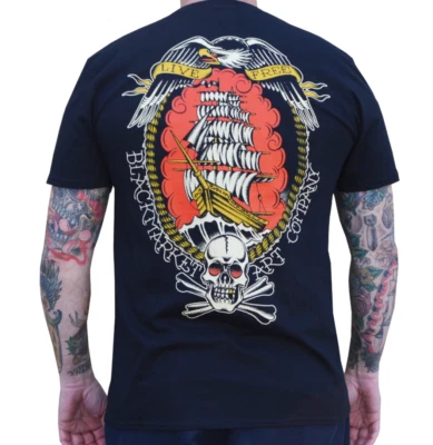 Camiseta Black Market Art Live Free tatuagem náutica cormack camiseta P-M-L-XL-2XL - Imagem 1 de 4