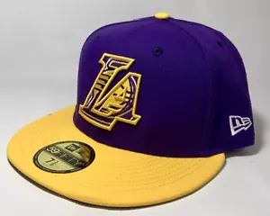 New Era 59Fifty Fitted Cap Size 7 3/8 Men's 2021 NBA Draft LA Lakers Gold/Purple - Picture 1 of 11