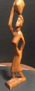 AFRIKANISCHE HANDGESCHNITZTE HOLZFRAU MIT SCHALE ODER KRUG SCHNITZEREI STATUE - Bild 1 von 4