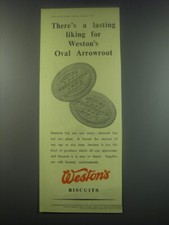 1949 Weston's Biscuits Ad - There's a lasting liking for Weston's Oval Arrowroot